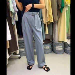 Korea Browns Blue Straight Leg Pants Trousers (frankie shop, COS, Pixie Market)
